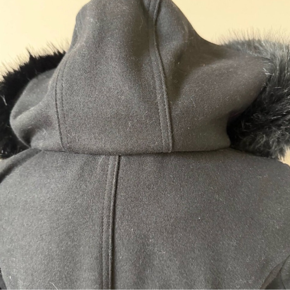 Wool Blend Fur-Trimmed Hooded Coat - Small - Picture 4 of 13